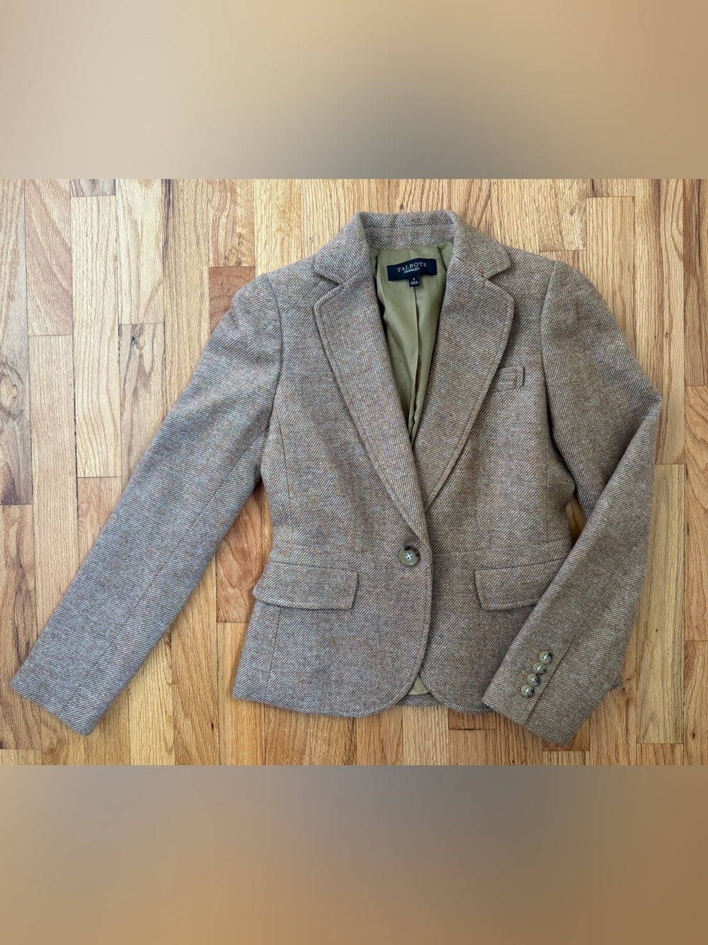 Talbots Tan Wool Blend Blazer Jacket